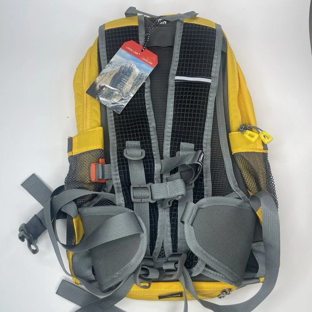 LOCAL LION Outdoor Hiking Running Double Shoulder Backpack Bag Yellow/grey (G25)
